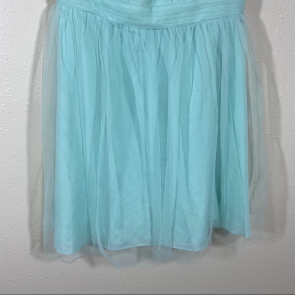 David’s Bridal Dress One Shoulder Fit Flare Dress pleated chest Blue/Green Mini - Picture 5 of 13